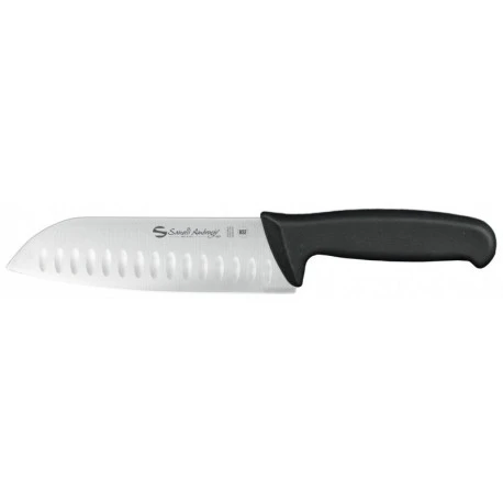 Нож Sanelli Ambrogio серии Supra, SC50018B, Santoku с возд/карманами 180 мм, черный