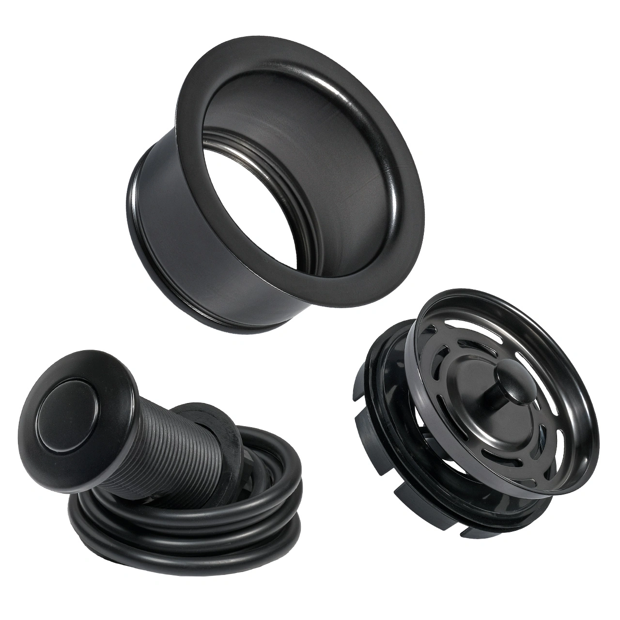 Комплект  фланец + кнопка BORT (Black) (Sink Strainer)