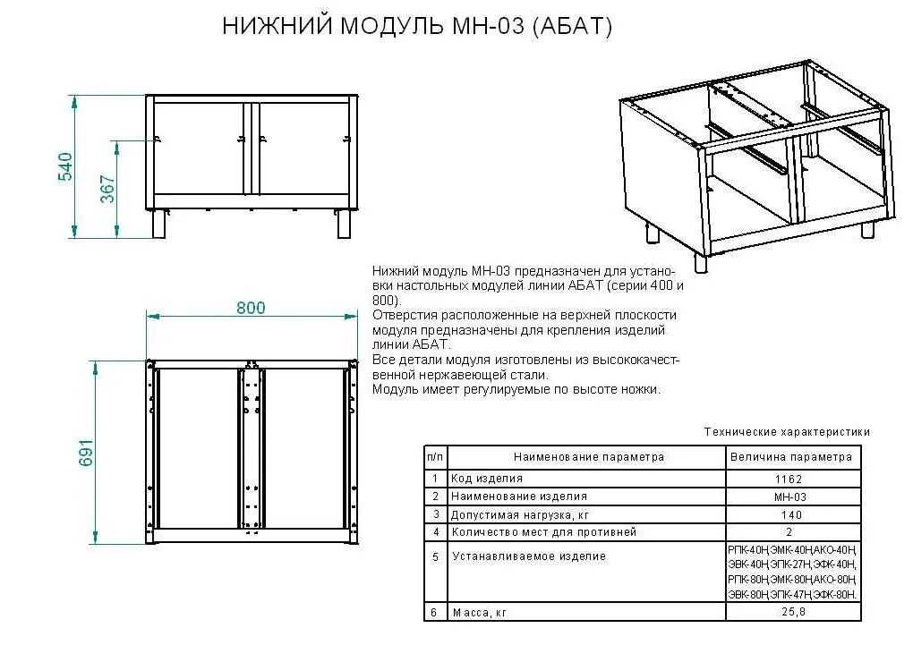 Подставка для плит Abat МН-03