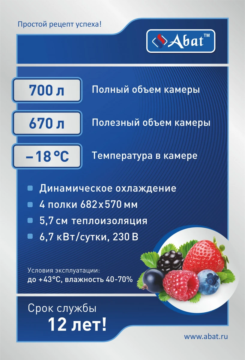 Шкаф морозильный Abat ШХн-0,7-01