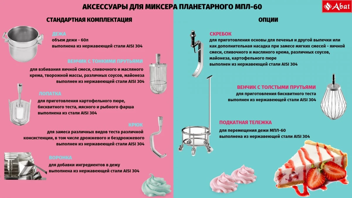 Дежа для планетарных миксеров Abat МПЛ-60