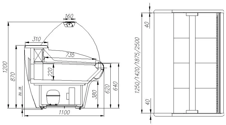 Витрина среднетемпературная Carboma G110 SM 1,25-1, 9006
