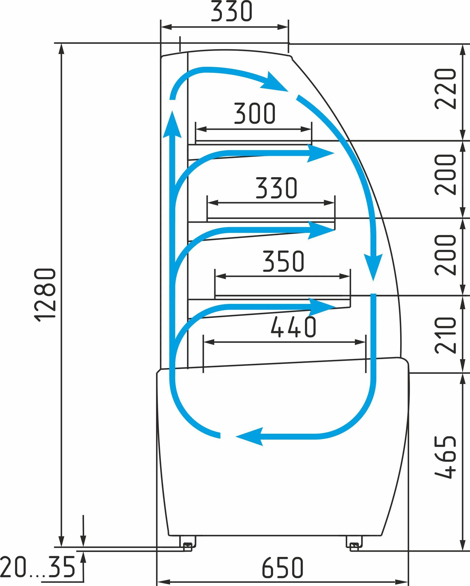 Витрина кондитерская Полюс K70 VM 1,3-1 (ВХСв-1,3д Carboma)