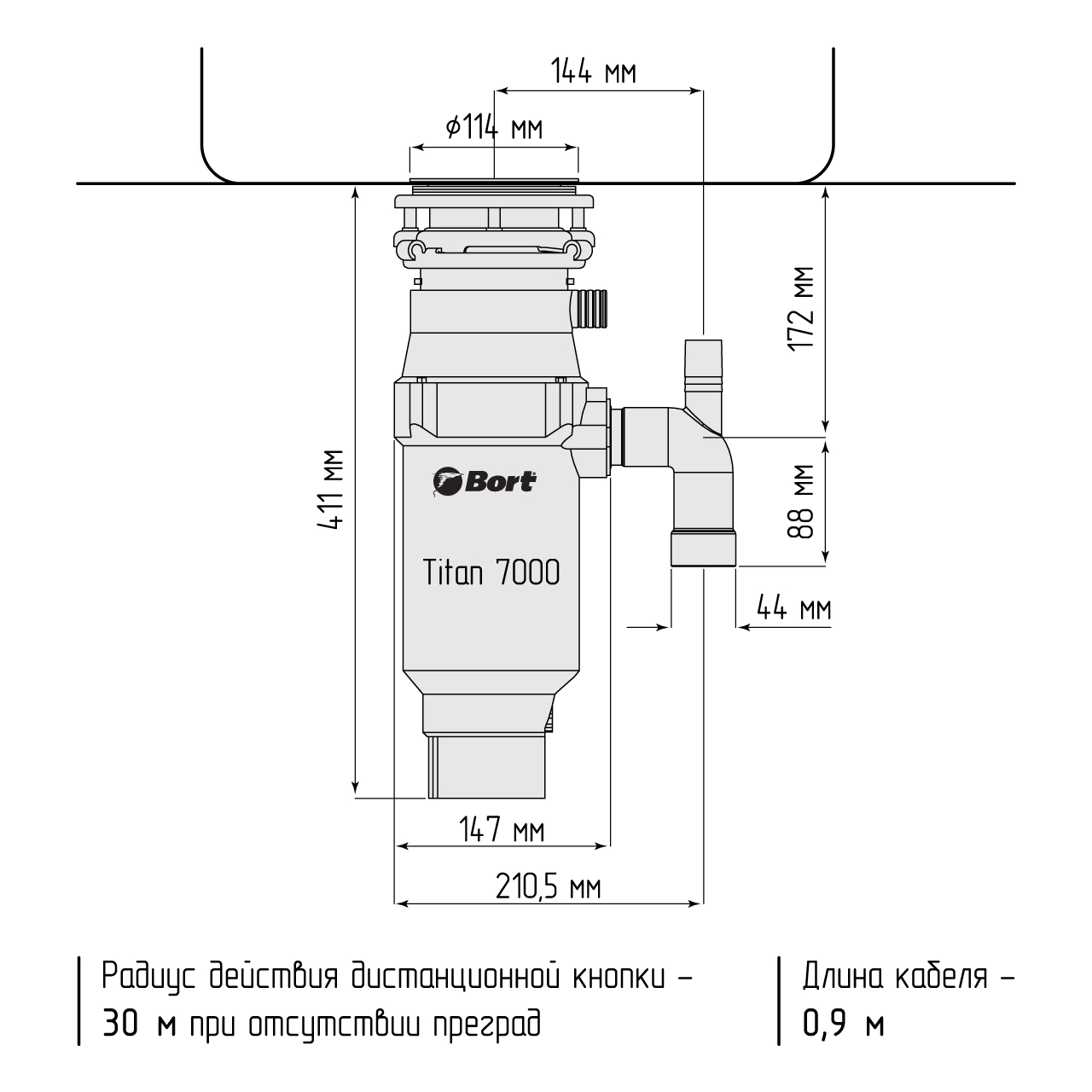 Измельчитель отходов Bort TITAN 7000