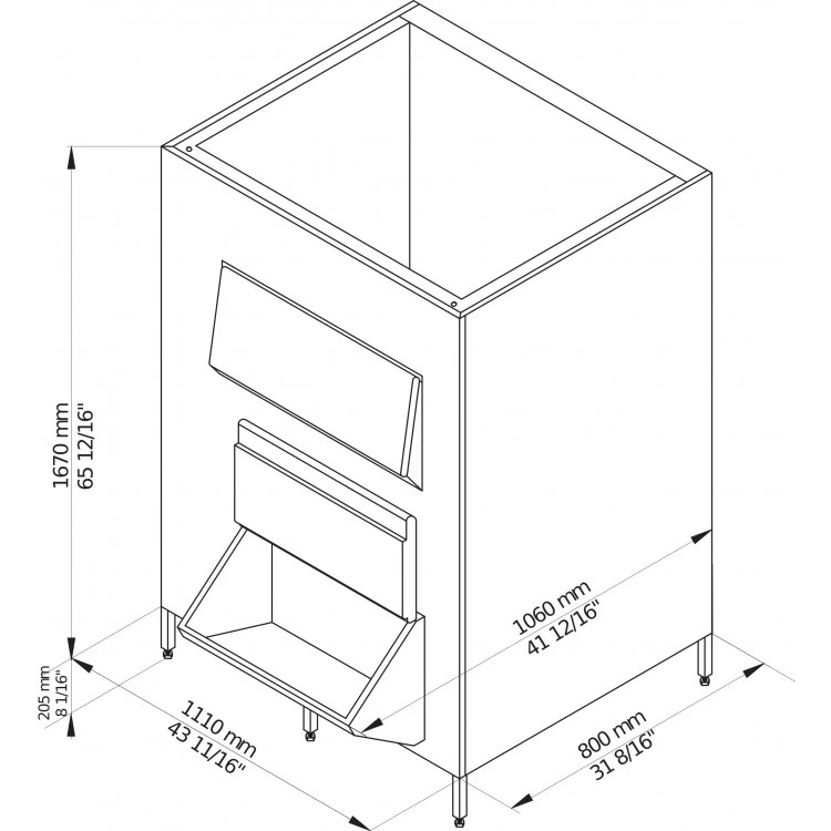 Бункер для льдогенераторов Brema BIN 550V DS*M800-1500