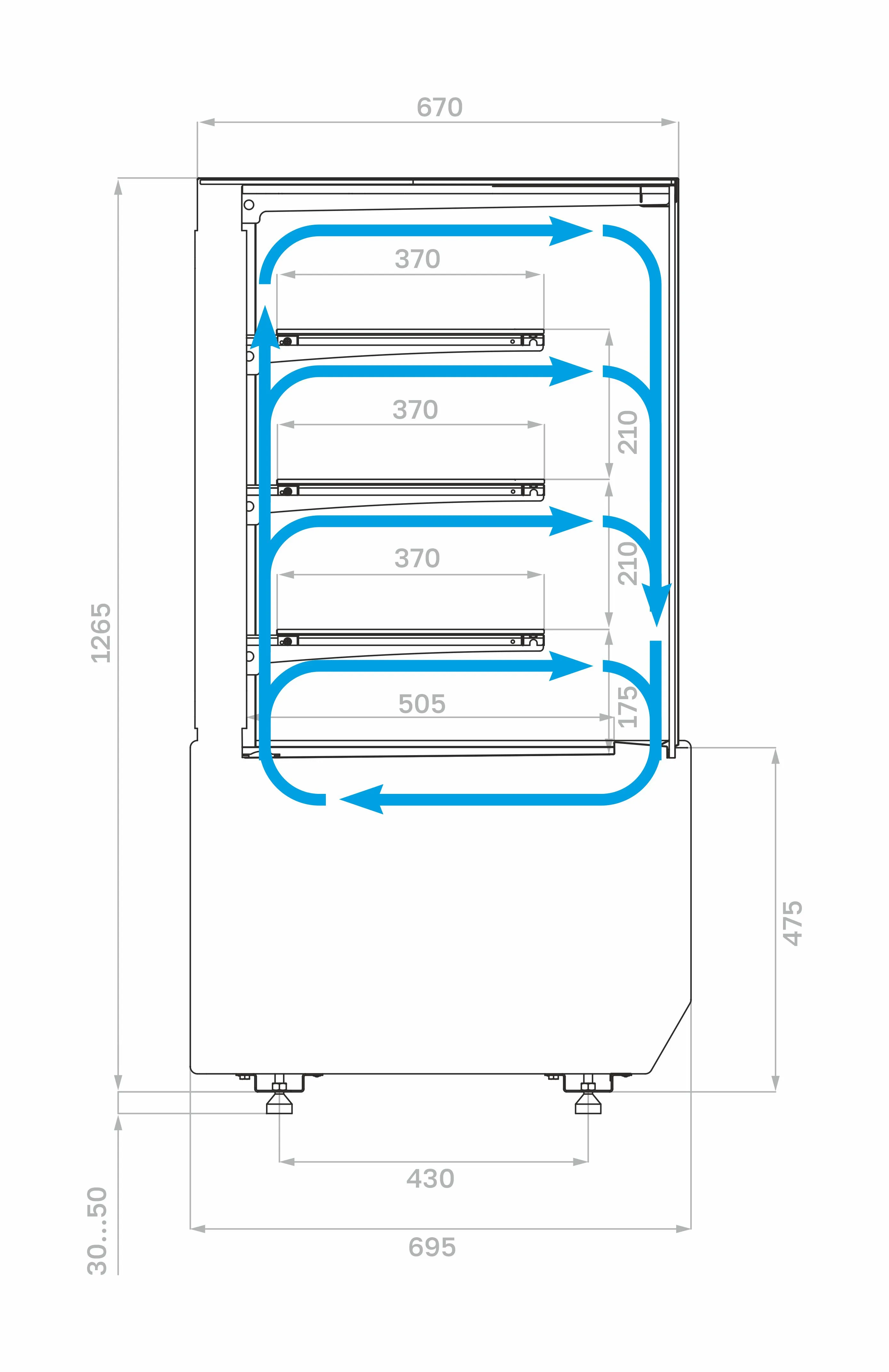 Витрина кондитерская Carboma KC70 VM 1,3-1 LIGHT (версия 2.0) (9005)