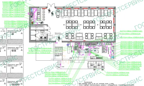План привязки розеток и электровыводов ресторана «Ветров»