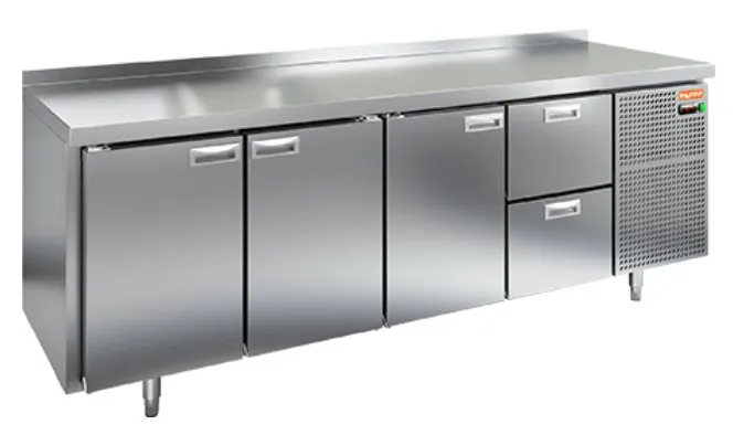 SN 1112/TN стол охл.(-2+10), 3 двери, 2 ящика, 2280х600х850мм, Hicold RUS