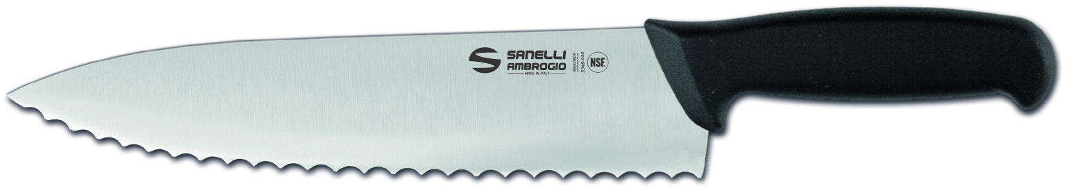 Нож Sanelli Ambrogio серии Supra, SC46024B, кухонный с зубчатым лезвием 240 мм, черный