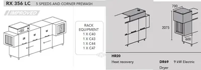 Конвейерные посудомоечные машины МАШИНА ПОСУДОМОЕЧНАЯ DIHR RX 356 LC SX+DDE+HR20+DR69