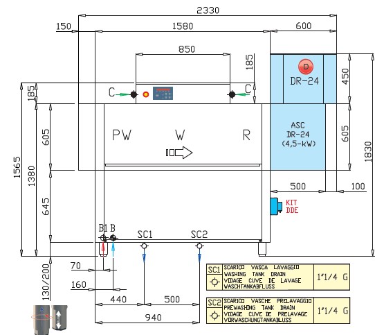 МАШИНА ПОСУДОМОЕЧНАЯ DIHR RX 164 E SX+DR24+DDE+XP