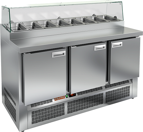 СТОЛ ДЛЯ ПИЦЦЫ HICOLD PZE1-111/GN (1/3H) СО СТЕКЛОМ (R290)