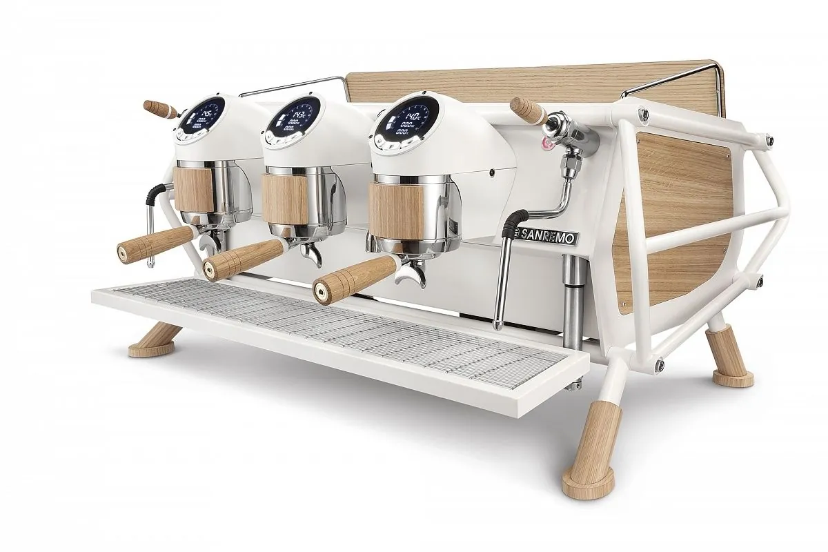 Кофемашины Кофемашина Sanremo Café Racer 3 гр. белая-дерево