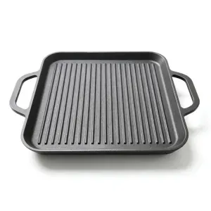 Наплитная посуда Сковорода-гриль L 28см h 1 Enigma Cookware Square Double-Handle Striped Shallow Griddle Pan