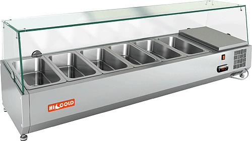 Витрина настольная HICOLD VRX 1400 1/3, холодильная, для ингредиентов