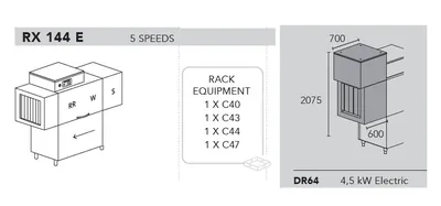 Конвейерные посудомоечные машины МАШИНА ПОСУДОМОЕЧНАЯ DIHR RX 144 DX+DDE+XP+DR64/ДЕЛЕНИЕ 2 ЧАСТИ