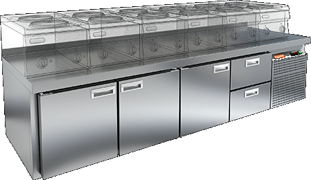 СТОЛ С ХОЛОДИЛЬНЫМ ШКАФОМ HICOLD SN 1112/TN LT Sh (R290)