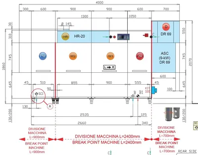 Конвейерные посудомоечные машины Машина посудомоечная Dihr RX 356 SX+DDE+HR20+DR69/ДЕЛЕНИЕ 3 части