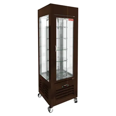 Витрины кондитерские VRC 350 R Brown витрина охл. кондитерская., вращ. полки, на колёсах, коричневая, рамка в тон