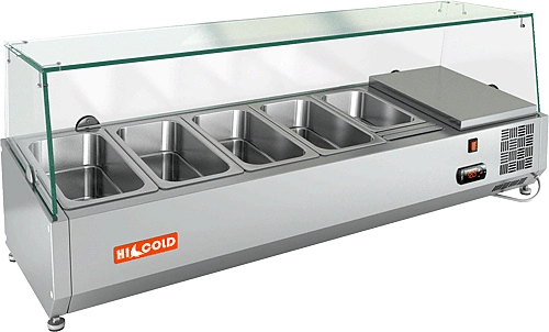 Витрина настольная HICOLD VRX 1200 1/3, холодильная, для ингредиентов