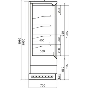 Витрина холодильная Dazzl Vega DG 070 H195 Plug-in 100 (9005-7021)