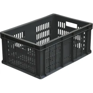 Ящик L 60см w 40см h 25см перфорированный Тара 201 черный