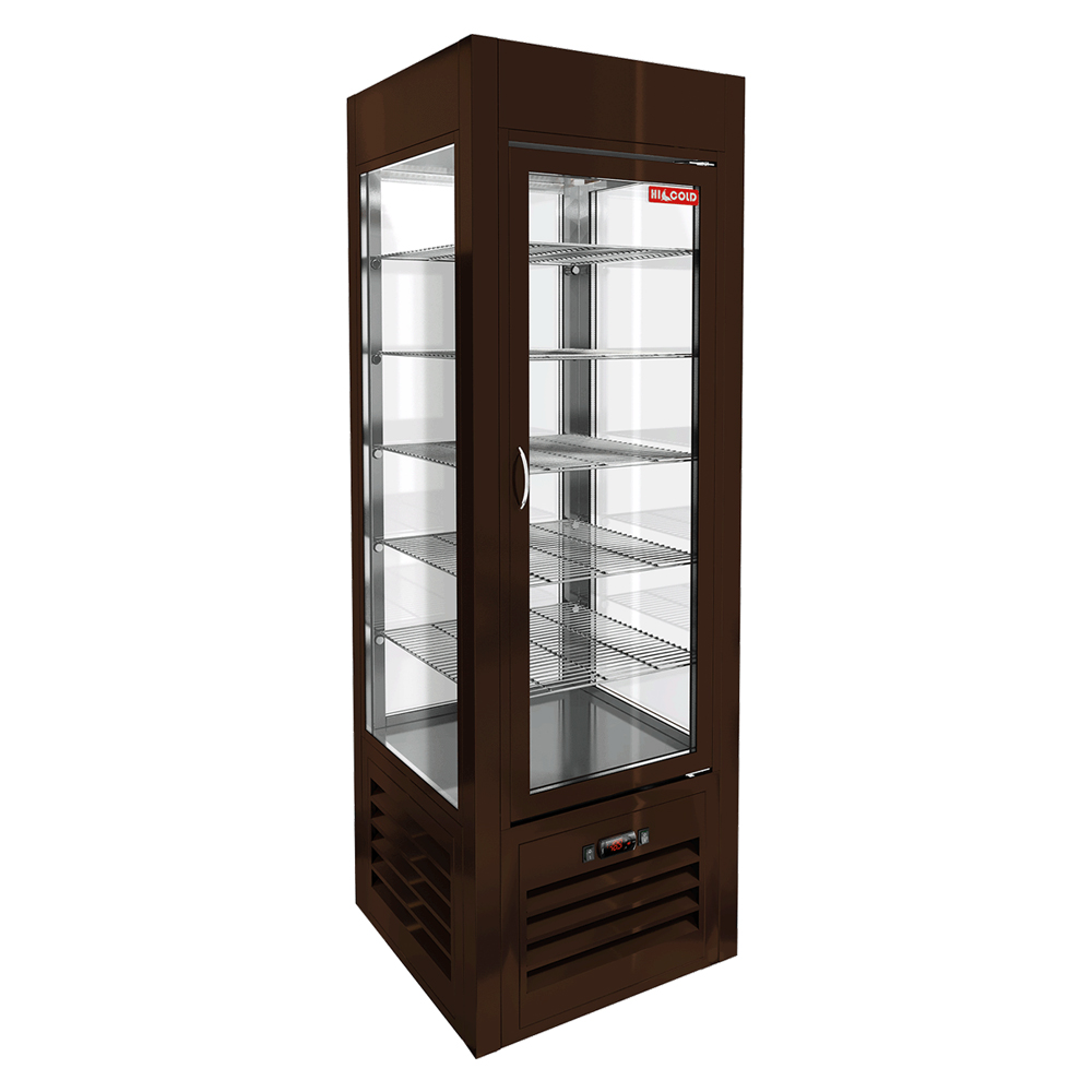 Витрины кондитерские VRC 350 Sh Brown витрина охл. кондитерская., на низ. ножках, коричневая, рамка в тон, HICOLD RUS