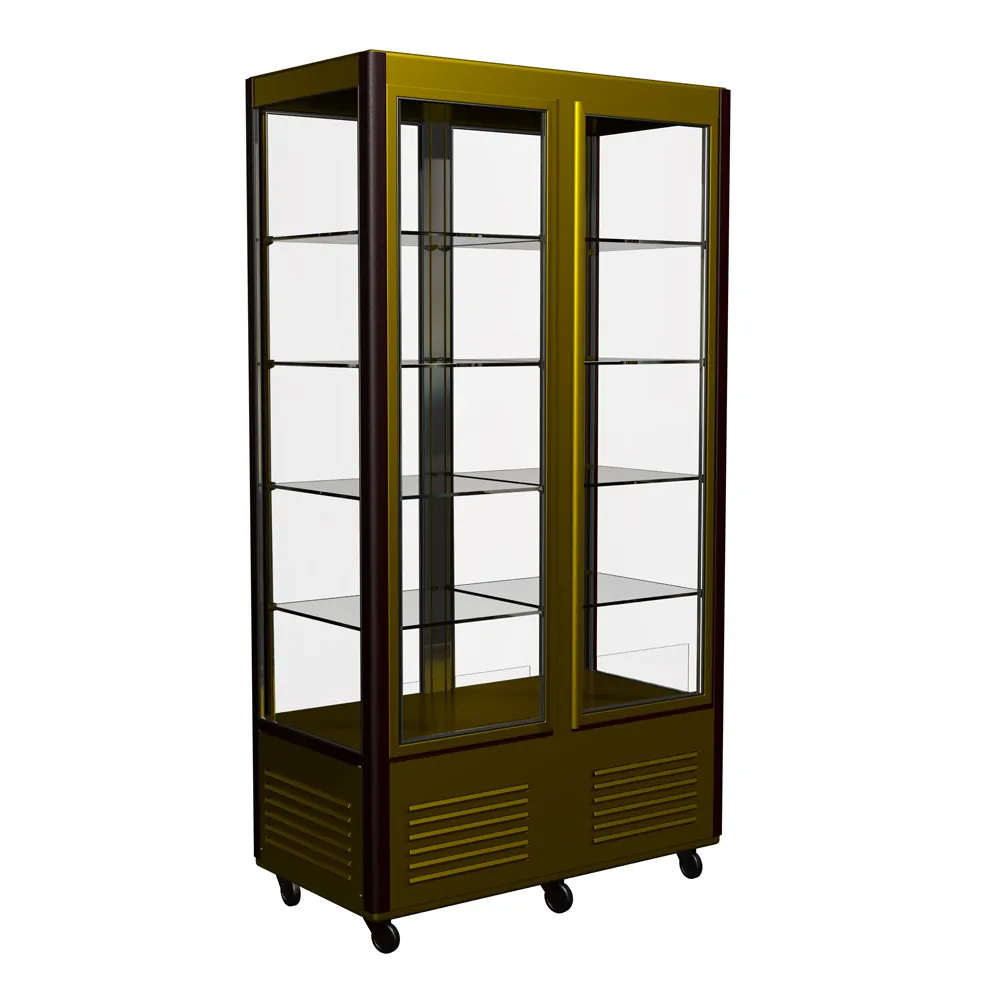 Витрины кондитерские Витрина кондитерская Полюс D4 VM 800-1 (R800C Сarboma Люкс) (0109-0102 (коричн-золот) 2 дв,решетки)