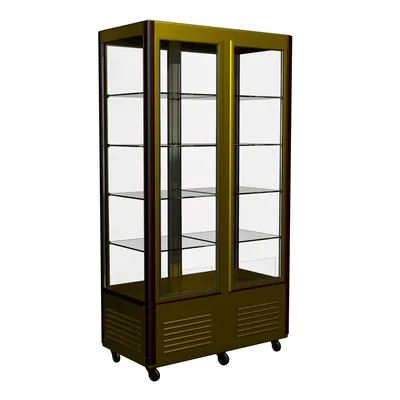 Витрины кондитерские Витрина кондитерская Полюс D4 VM 800-1 (R800C Сarboma Люкс) (0109-0102 (коричн-золот) 2 дв,решетки)