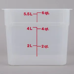 Контейнер 5.7л L 21.5см h 18.5см с градуировкой полипропилен Cambro 6SFSPP-190