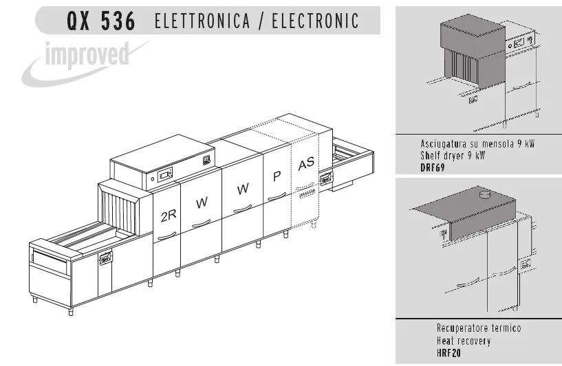 Конвейерные посудомоечные машины МАШИНА ПОСУДОМОЕЧНАЯ DIHR QX 536 DX+DDE+HRF20+DRF69/2 ЧАСТИ