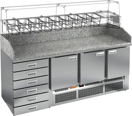 Столы для пиццы и салатов СТОЛ ДЛЯ ПИЦЦЫ HICOLD PZE4-111/GN КАМЕНЬ (R290)