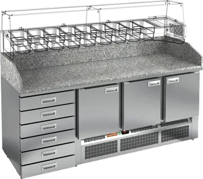 Столы для пиццы и салатов СТОЛ ДЛЯ ПИЦЦЫ HICOLD PZE4-111/GN КАМЕНЬ (R290)