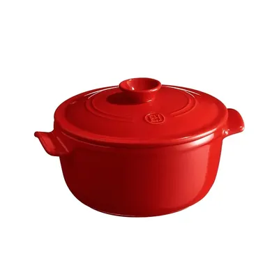 Наплитная посуда Кастрюля 2,5 л. керам. d=22,0 см. h=15,5 см. с крышкой красная Emile Henry