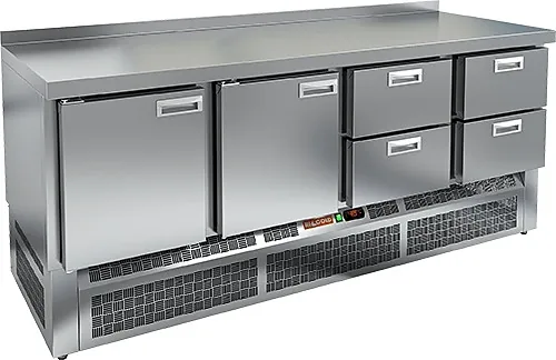 Столы морозильные GNE 1122/BT стол охл.(-10-18), 2 двери, 4 ящика, 1970х700х850мм, ниж.распол.агрегата, HICOLD RUS