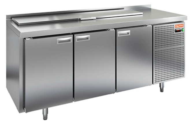 SL2-111SN (1/6) БЕЗ КРЫШКИ стол для салатов охл.(+2+10), 3 двери, 1890х600х850мм, HICOLD RUS