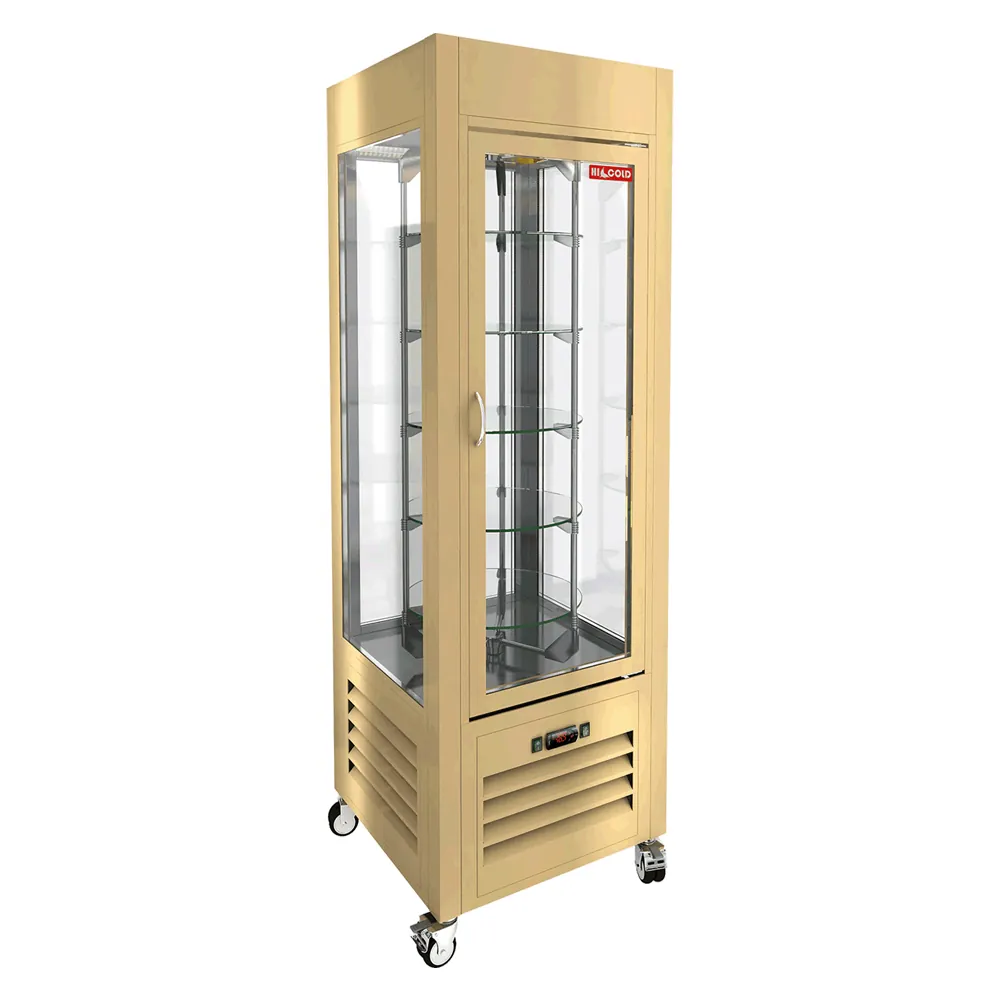 Витрины кондитерские VRC 350 R Beige витрина охл. кондитерская., вращ. полки, на колёсах, бежевая, рамка в тон