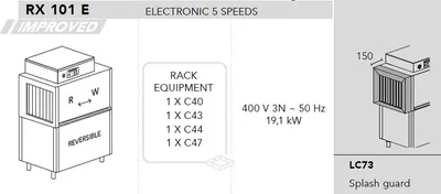 Конвейерные посудомоечные машины МАШИНА ПОСУДОМОЕЧНАЯ DIHR RX 101 E SX+DDE+2LC73