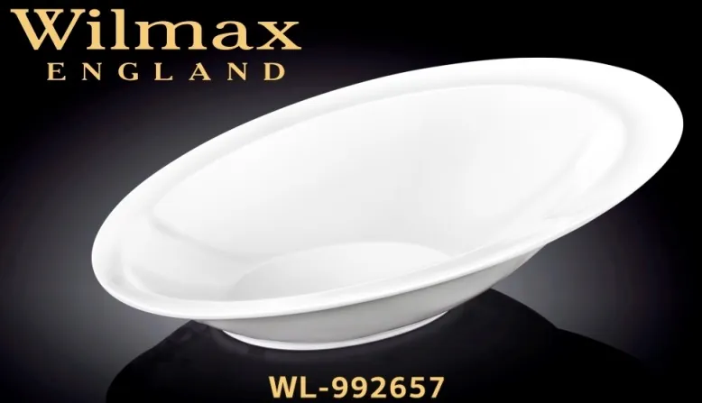 Салатник овальный 275*185 мм. 400 мл. h=35/80 мм. скошенный край Wilmax