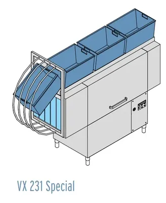 Конвейерные посудомоечные машины МАШИНА Д/МОЙКИ ЯЩИКОВ DIHR VX 231 SX+HR10