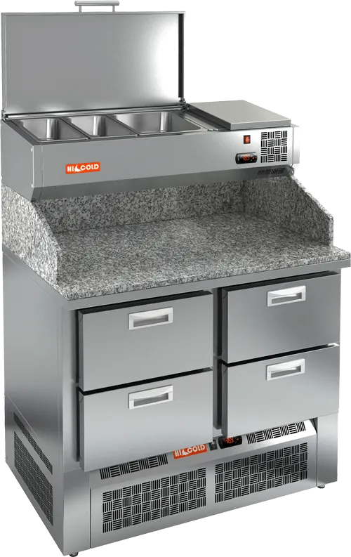 Столы для пиццы и салатов СТОЛ ДЛЯ ПИЦЦЫ HICOLD PZE3-22/SN КАМЕНЬ (R290)