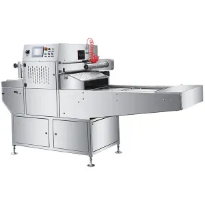 Запайщики лотков Машина для термоупаковки лотков HUALIAN MACHINERY HVT-450A/4 V2 (210*148, нерж., дв. станц., 100м3/ч) с ф-ей в/у газ-и