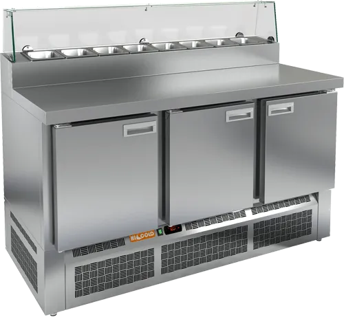Стол для пиццы Hicold PZE2-111/GN (1/6H) со стеклом (R290)