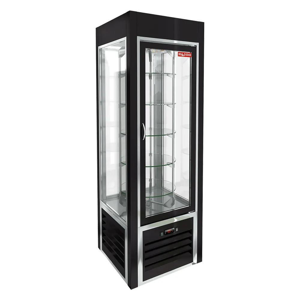 Витрины кондитерские VRC 350 R Sh Black FR витрина охл. кондитерская., вращ. полки, на низ. ножках, чёрная, рамка нерж.