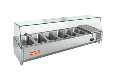 Столы для пиццы и салатов Витрина настольная HICOLD VRX 1400 1/3, холодильная, для ингредиентов