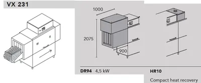 Конвейерные посудомоечные машины МАШИНА Д/МОЙКИ ЯЩИКОВ DIHR VX 231 DX+DR94+HR10+DDE