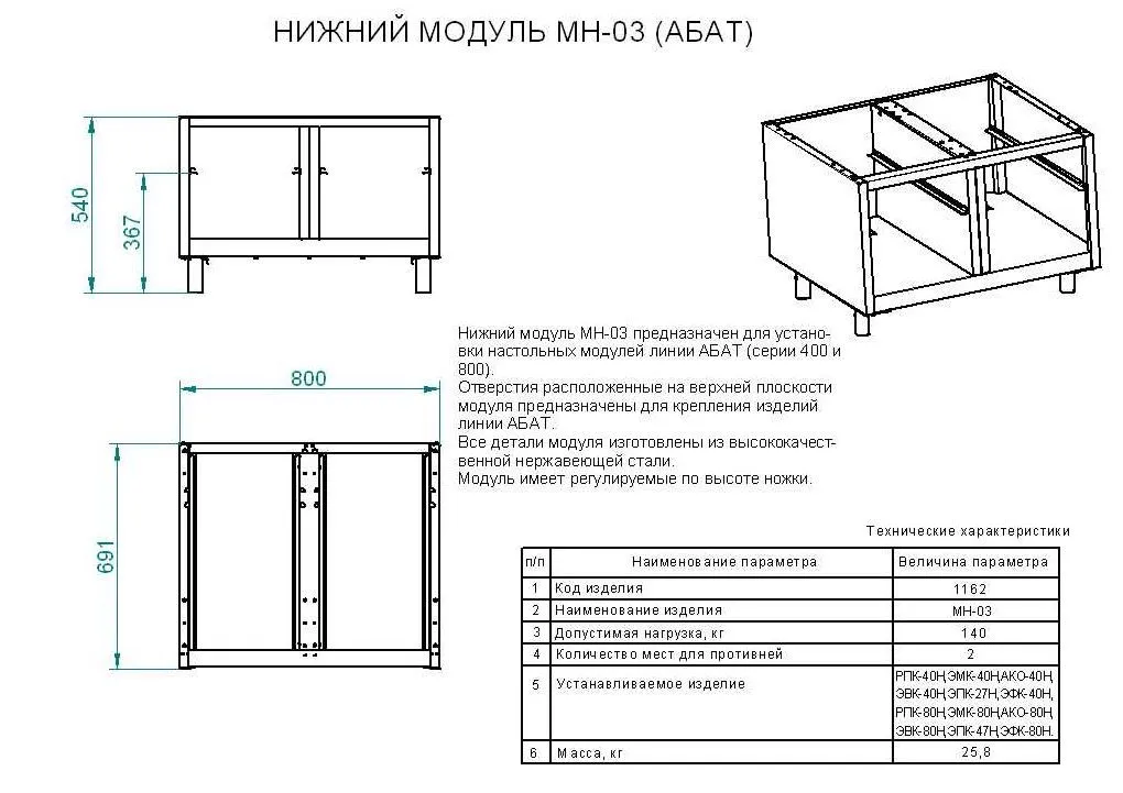 Стенд Abat МН-03, нижний сдвоенный