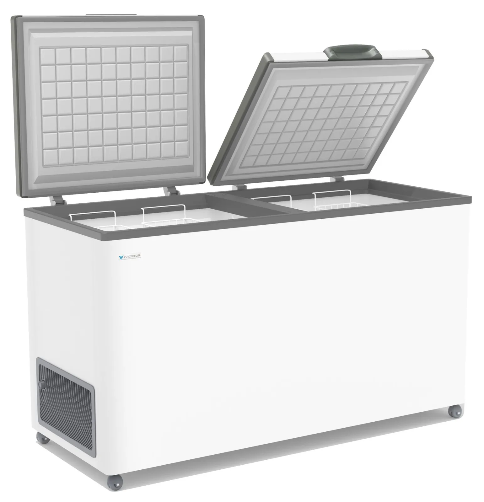 Ларь морозильный FROSTOR F 500 SD белый (серая рамка) STANDART DOUBLE (пропан)