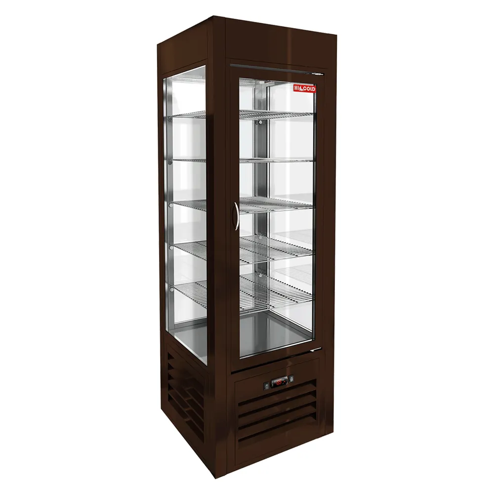 VRC 350 Sh Brown витрина охл. кондитерская., на низ. ножках, коричневая, рамка в тон, Hicold RUS