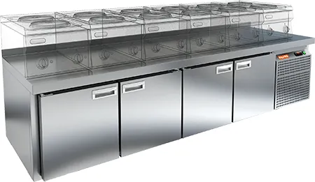 Столы холодильные СТОЛ С ХОЛОДИЛЬНЫМ ШКАФОМ HICOLD SN 1111/TN LT Sh (R290)